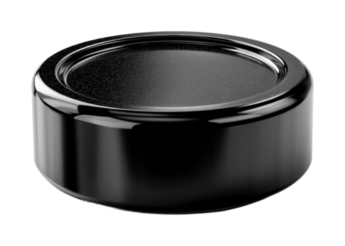 Stylish black bottle cap product minimalist design isolated on transparent background, png