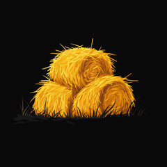 Hay bale isolated on dark background