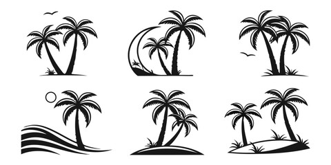Fototapeta premium Tropical Palm Trees Silhouette Collection