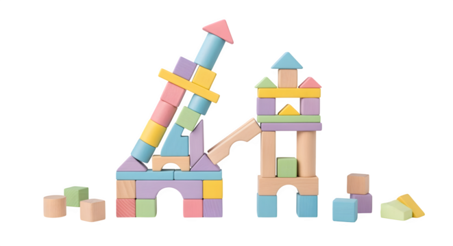 Colorful pastel blocks arranged in playful design