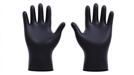 Obraz premium 3D realistic protective gloves, black rubber safety gloves, (clean modern detail, white isolated background