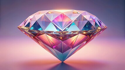 Faceted Diamond Gemstone with Iridescent Colors