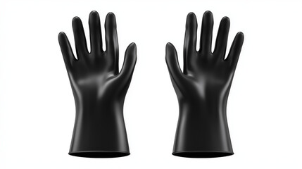 Obraz premium 3D realistic protective gloves, black rubber safety gloves, (clean modern detail, white isolated background