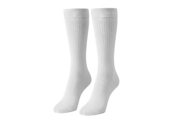 Pair of Blank White KneeHigh Socks isolated on transparent background