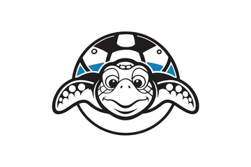 Monochrome of a Smiling Turtle with Bubbles on White Background