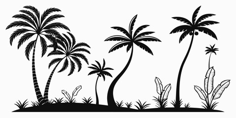 Tropical Palm Trees Silhouette Landscape Scene
