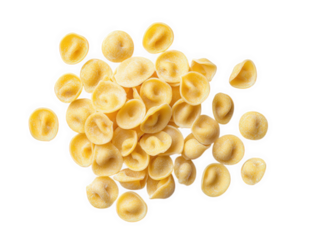Pile of orecchiette pasta isolated on transparent background