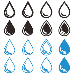 water drop . Water drop shape. Blue water drops set. Water or oil drop. Flat style Isolated on white background - stock vector. Water Drop Icon Set Vector Design on White Background. 