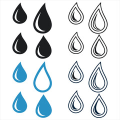 water drop . Water drop shape. Blue water drops set. Water or oil drop. Flat style Isolated on white background - stock vector. Water Drop Icon Set Vector Design on White Background. 
