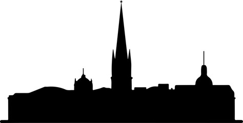 Fototapeta premium Vector Bordeaux Skyline Banner | Black and White Minimal Silhouette Design