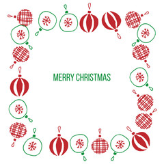 Christmas Frame with Ornaments and Merry Christmas Greeting