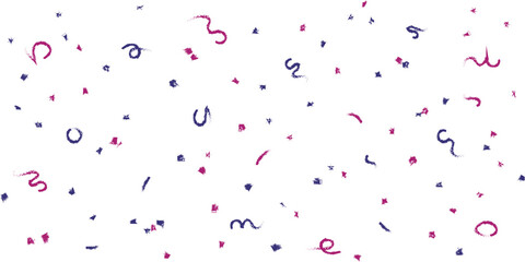 A playful and abstract background featuring scattered,colorful hand-drawn lines,curves,and small shapes in shades of purple and blue,creating a whimsical and chaotic pattern on a clean whitebackground