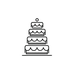 Minimalist FourTiered Cake, Isolated Elegant Outline Style On White Background