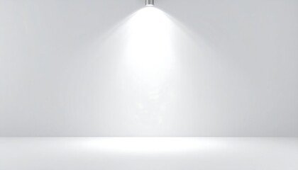 A simple, clean, and brightly lit empty room with a spotlight, perfect for product placement or background use.