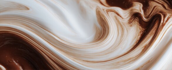 The chocolate and cream swirl fluid abstract marble texture in motion