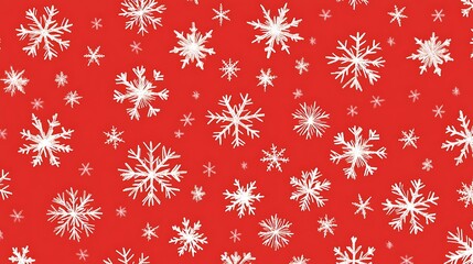 Festive snowflake pattern on a red background
