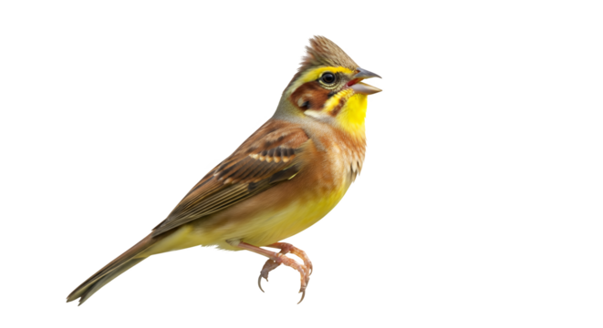 Female house sparrow and female cardinal perched isolated on white background
