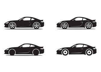 sport car logo design vector silhouette, car automobile vehicle logo icon silhouette, vector illustration silhouette super sports car, sports car silhouette vector illustration on a white background