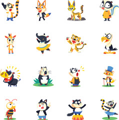 Set of Jungle Animals Flat Style Icons

