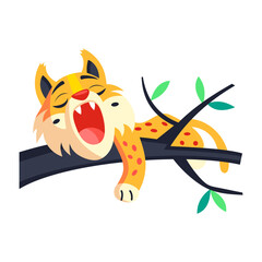 A flat style icon representing lazy lynx