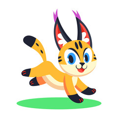 A flat style icon showing majestic caracal
