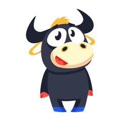 A flat style icon depicting witty buffalo