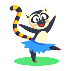 A flat style icon representing zany lemur