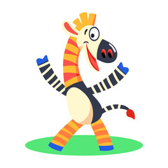 A flat style icon showing zany okapi