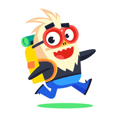 A flat style icon showing happy bird