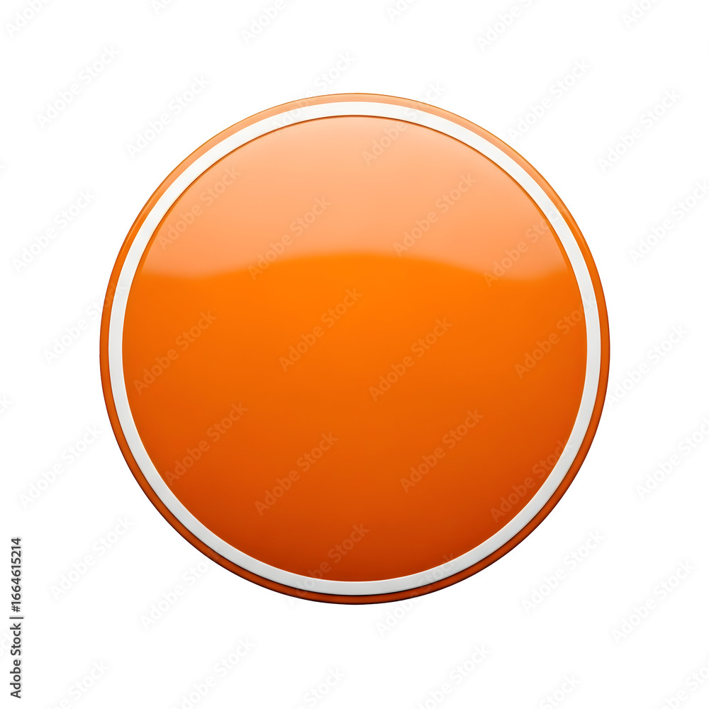 Fototapete a vibrant orange round badge or blank push button icon. this 3d rendered glossy sphere is an isolate