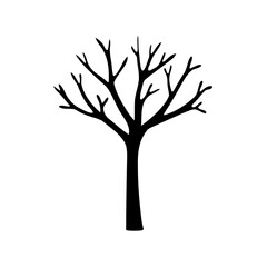 Obraz premium Stylized bare tree with stark black branches against a clean white background