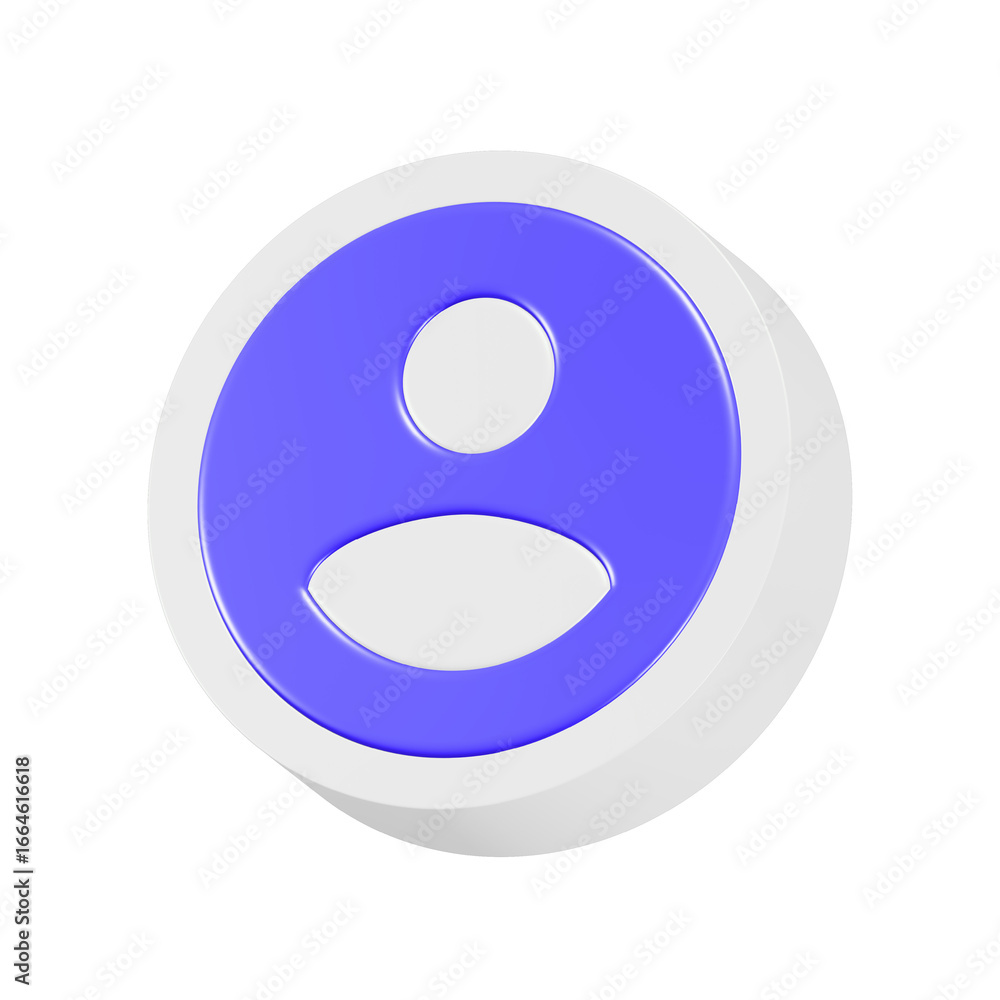 Poster 3D user account profile blue button rendering 