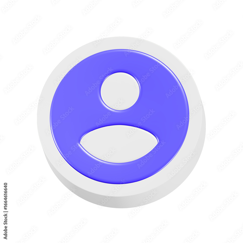 Poster 3D user account profile blue button rendering 