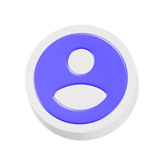 3D user account profile blue button rendering 