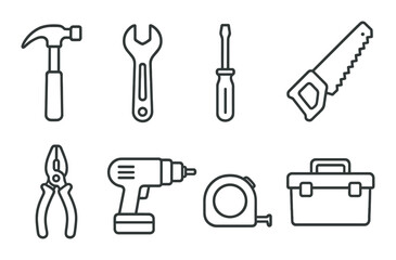 Fototapeta premium Set of eight lightbulb silhouettes on dark background: various shapes and designs