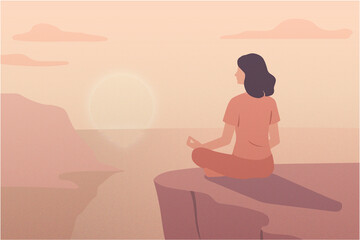 silhouette of a woman meditating
