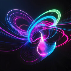 Naklejka premium Neon Abstract Art: Vibrant Swirls of Light and Color