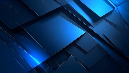 Fondo abstracto en tonos azules con figuras geométricas superpuestas y efecto tridimensional futurista