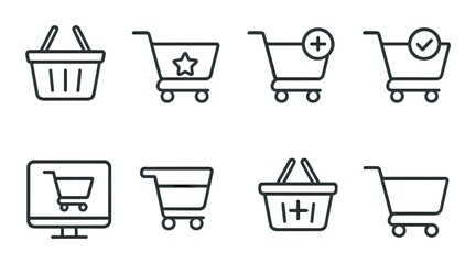 Festive decorative outline icons: lights, lanterns, moon, reindeer, flowers, more