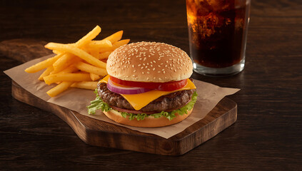 Hamburger and French Fries