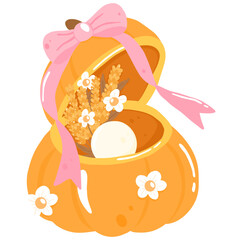 Pumpkin and Pearl Illustration, Autumn Harvest Artwork