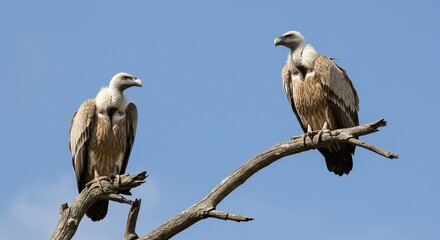 Two Vultures Perched on a Tree