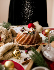Festive Bundt Cake with Holiday Decorations