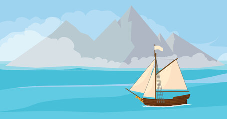 Sailing yacht under sail. Cruises