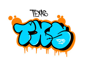 textured graffiti letter TEXAS city name isolated bubble style design © frawwws