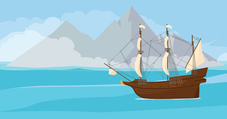 Sailing yacht under sail. Cruises