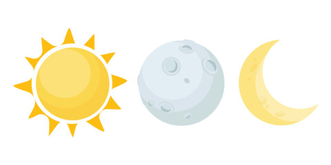 Sun and moon, crescent