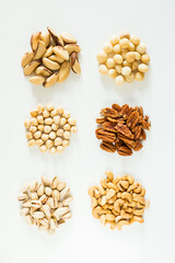 Assorted Nuts on White Background