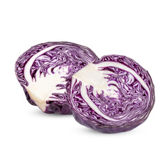 Fresh purple cabbage half isolated on transparent background (.PNG)