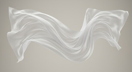 White transparent fabric forming elegant waves background 